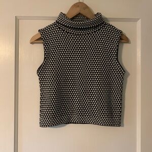 Zara Monochrome Geometric Knit Top